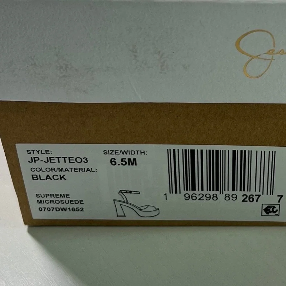 Jessica Simpson Jetteo3 Black Microsuede Platform Sandals Heels 6.5M JP-JETTEO3